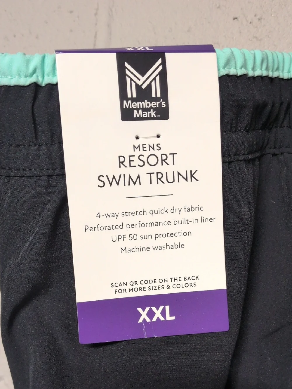 Member's Mark Men's Black Swim Shorts XXL NWT